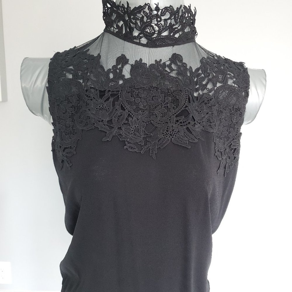 Adiva lace black top blouse NWT